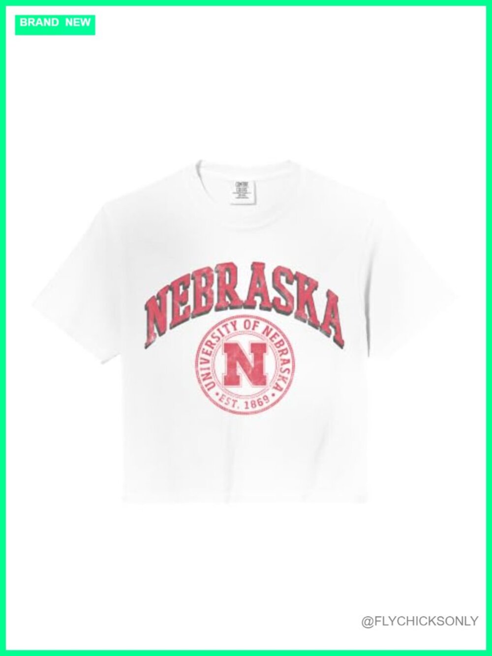NCAA Nebraska Cornhuskers Crop Top 100% Ring Spun Cotton Short Sleeve Crew Neck